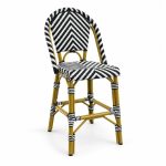 Black and White Chevron Woven Outdoor Bar Stool - left angle view - BK-OC-0037