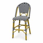 Black and White Chevron Woven Outdoor Bar Stool - right angle view - BK-OC-0037