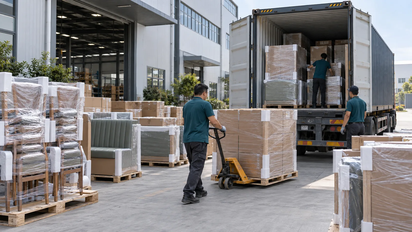 Commercial furniture warehouse container loading
