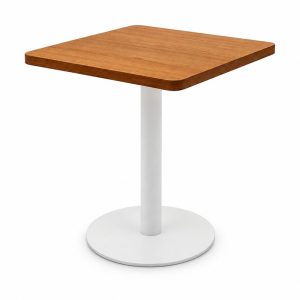 Square Wood-Look Top White Pedestal Outdoor Bistro Table
