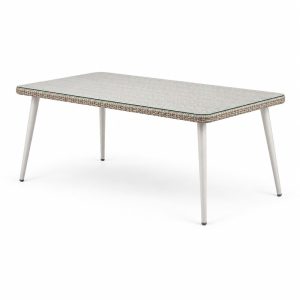 Rectangular Light-Gray Woven-Top Outdoor Table - front view - ODT-098