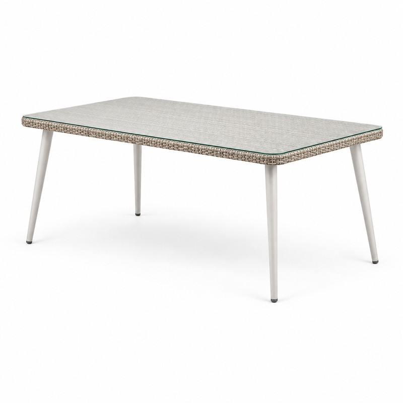 Rectangular Light-Gray Woven-Top Outdoor Table