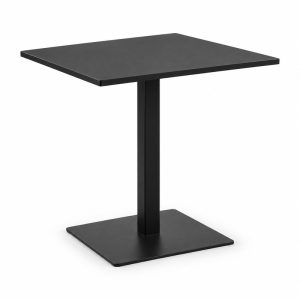 Black Square Pedestal Outdoor Bistro Table - front view - ODT-099