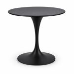 Black Round Tulip-Base Outdoor Bistro Table - front view - ODT-100