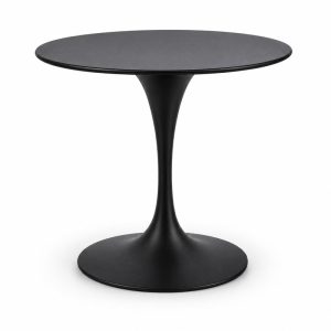 Black Round Tulip-Base Outdoor Bistro Table - front view - ODT-100