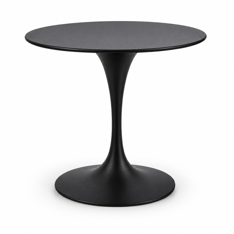 Black Round Tulip-Base Outdoor Bistro Table