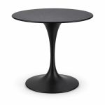 Black Round Tulip-Base Outdoor Bistro Table - left angle view - ODT-100