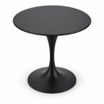 Black Round Tulip-Base Outdoor Bistro Table - right angle view - ODT-100