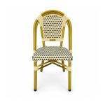 YMX-T-001 Outdoor Beige and Black Woven Bistro Chair front view