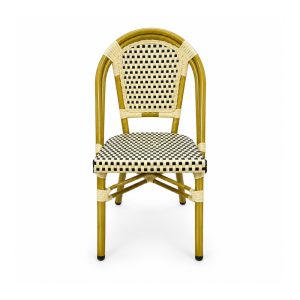 YMX-T-001 Outdoor Beige and Black Woven Bistro Chair front view