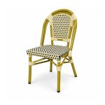 YMX-T-001 Outdoor Beige and Black Woven Bistro Chair right 45 view