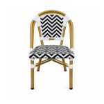 YMX-T-002 Outdoor Black and White Chevron Bistro Chair front view