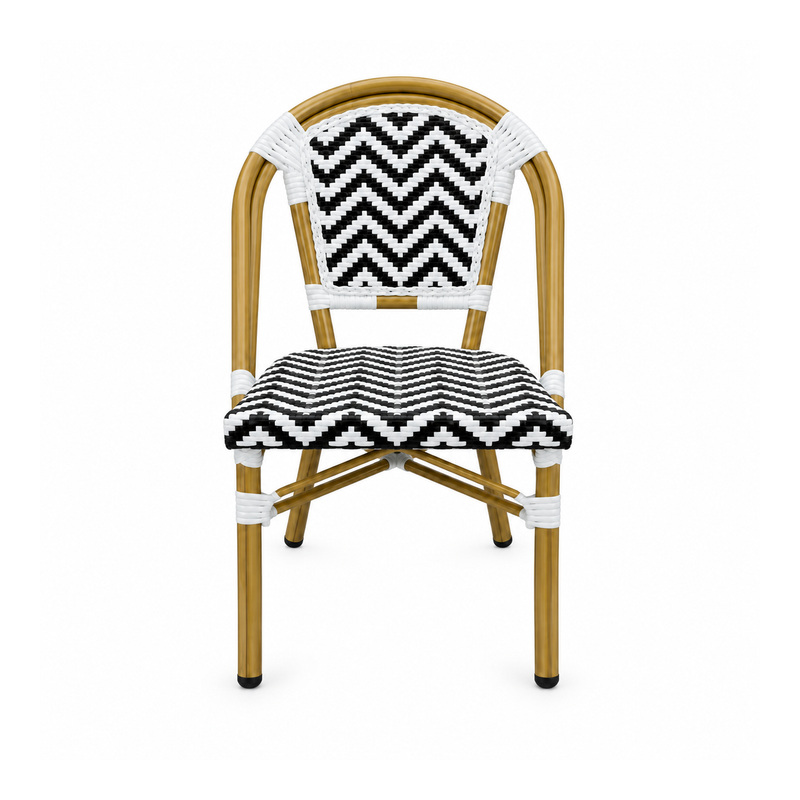 YMX-T-002 Outdoor Black and White Chevron Bistro Chair