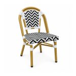 YMX-T-002 Outdoor Black and White Chevron Bistro Chair left 45 view