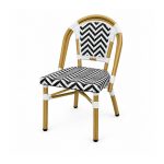 YMX-T-002 Outdoor Black and White Chevron Bistro Chair right 45 view