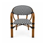 YMX-T-003 Outdoor Black and White Chevron Armchair front view