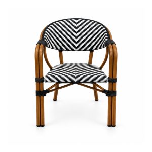 YMX-T-003 Outdoor Black and White Chevron Armchair front view