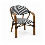 YMX-T-003 Outdoor Black and White Chevron Armchair left 45 view
