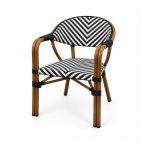 YMX-T-003 Outdoor Black and White Chevron Armchair right 45 view