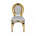 YMX-T-005 Outdoor Black and White Oval-Back Bistro Chair front view