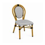 YMX-T-005 Outdoor Black and White Oval-Back Bistro Chair left 45 view