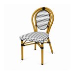 YMX-T-005 Outdoor Black and White Oval-Back Bistro Chair right 45 view