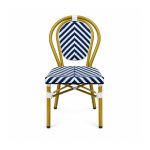 YMX-T-006 Outdoor Blue and White Chevron Bistro Chair front view