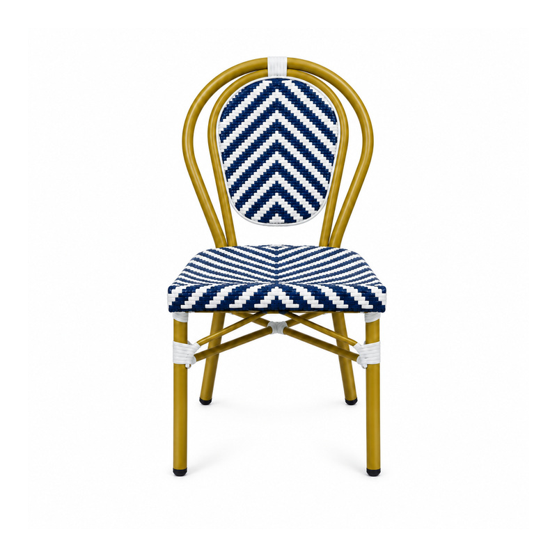 YMX-T-006 Outdoor Blue and White Chevron Bistro Chair