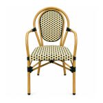 YMX-T-007 Outdoor Beige and Black Oval-Back Armchair front view