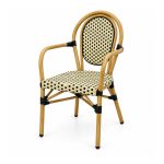 YMX-T-007 Outdoor Beige and Black Oval-Back Armchair right 45 view