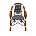 YMX-T-008 Outdoor Black and White Woven Bistro Armchair front view