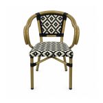 YMX-T-009 Outdoor Black and Beige Diamond Woven Armchair front view