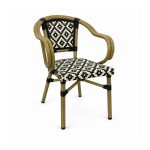 YMX-T-009 Outdoor Black and Beige Diamond Woven Armchair left 45 view