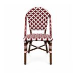 YMX-T-011 Outdoor Burgundy and White Diamond Bistro Chair front view