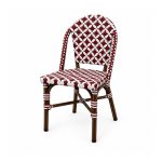 YMX-T-011 Outdoor Burgundy and White Diamond Bistro Chair right 45 view