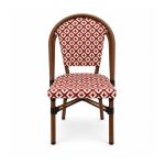 YMX-T-013 Outdoor Red and White Geometric Bistro Chair front view