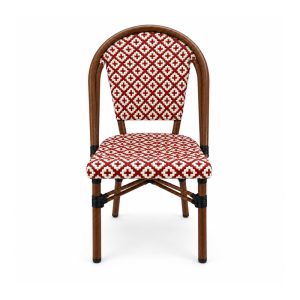 YMX-T-013 Outdoor Red and White Geometric Bistro Chair front view