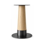 FSX-HW-001 Woodgrain Tapered Cylindrical Pedestal Table Base with Black Round Foot front view