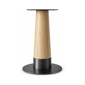 FSX-HW-001 Woodgrain Tapered Cylindrical Pedestal Table Base with Black Round Foot front view