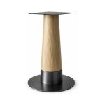 FSX-HW-001 Woodgrain Tapered Cylindrical Pedestal Table Base with Black Round Foot left- 45-degree-degree view