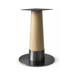 FSX-HW-001 Woodgrain Tapered Cylindrical Pedestal Table Base with Black Round Foot right- 45-degree-degree view