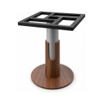 FSX-HW-002 Walnut and Black Commercial Pedestal Table Base with Square Mount right- 45-degree-degree view
