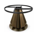 FSX-HW-003 Fluted Woodgrain Conical Pedestal Table Base with Round Mount left- 45-degree-degree view