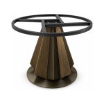 FSX-HW-003 Fluted Woodgrain Conical Pedestal Table Base with Round Mount right- 45-degree-degree view