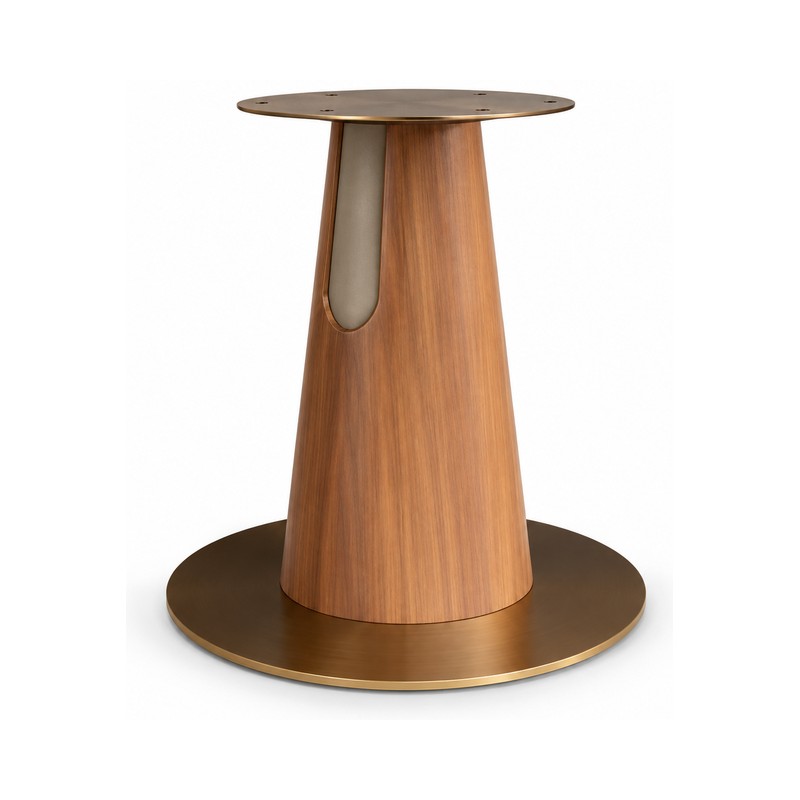 FSX-HW-004 Woodgrain Cone Pedestal Table Base with Round Top Support