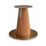 FSX-HW-004 Woodgrain Cone Pedestal Table Base with Round Top Support right- 45-degree-degree view