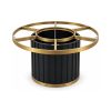 FSX-HW-005 Black Fluted Drum Table Base with Gold Circular Frame