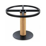FSX-HW-006 Light Oak Column Table Base with Black Round Foot front view