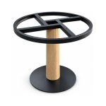 FSX-HW-006 Light Oak Column Table Base with Black Round Foot left- 45-degree-degree view