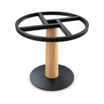 FSX-HW-006 Light Oak Column Table Base with Black Round Foot right- 45-degree-degree view